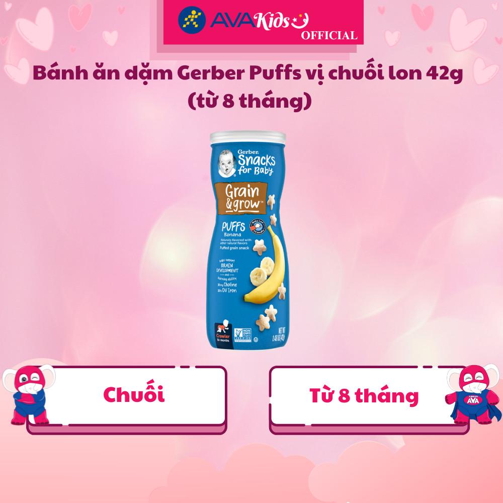 Bánh ăn dặm Gerber Puffs vị chuối lon 42g (từ 8 tháng) - Hàng Chính Hãng