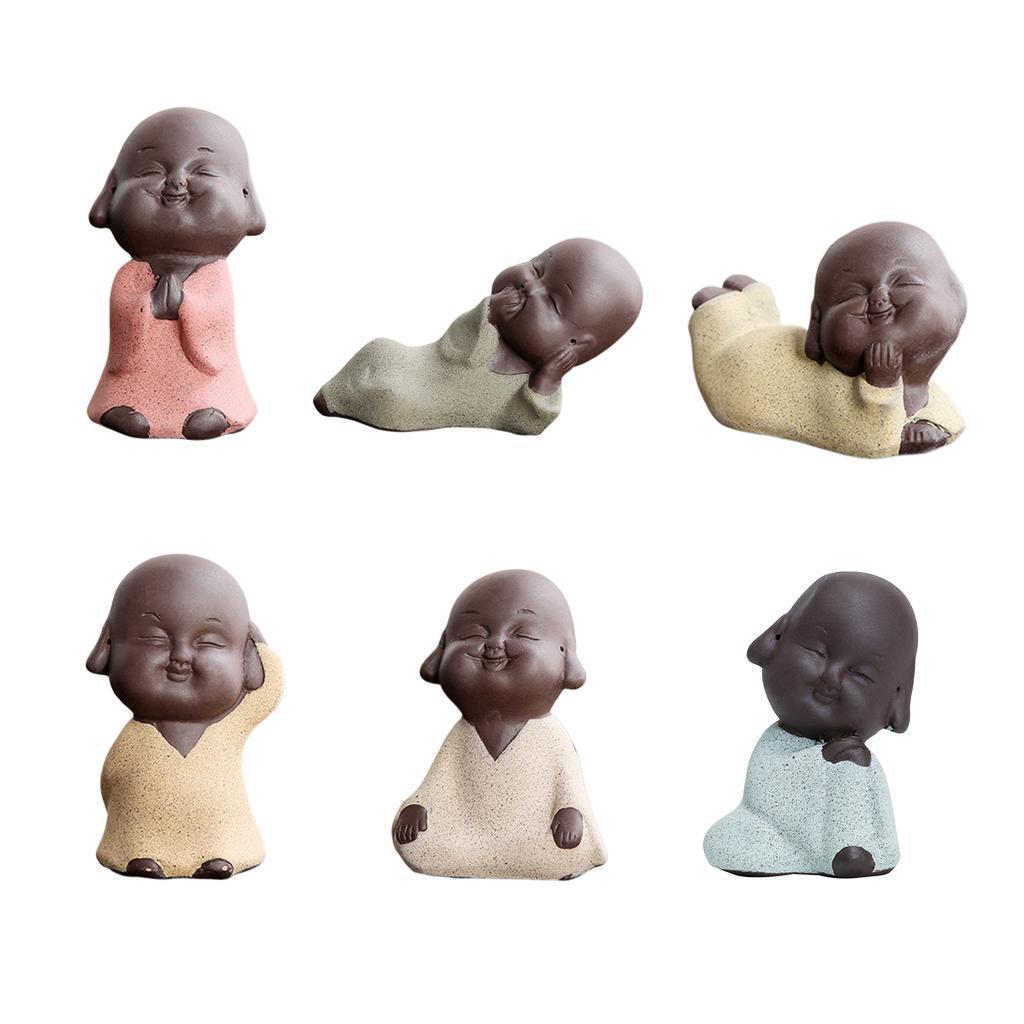 Ceramic Small Buddha Statue Baby Kids Monk Figurine Tea Pet Ornaments A.