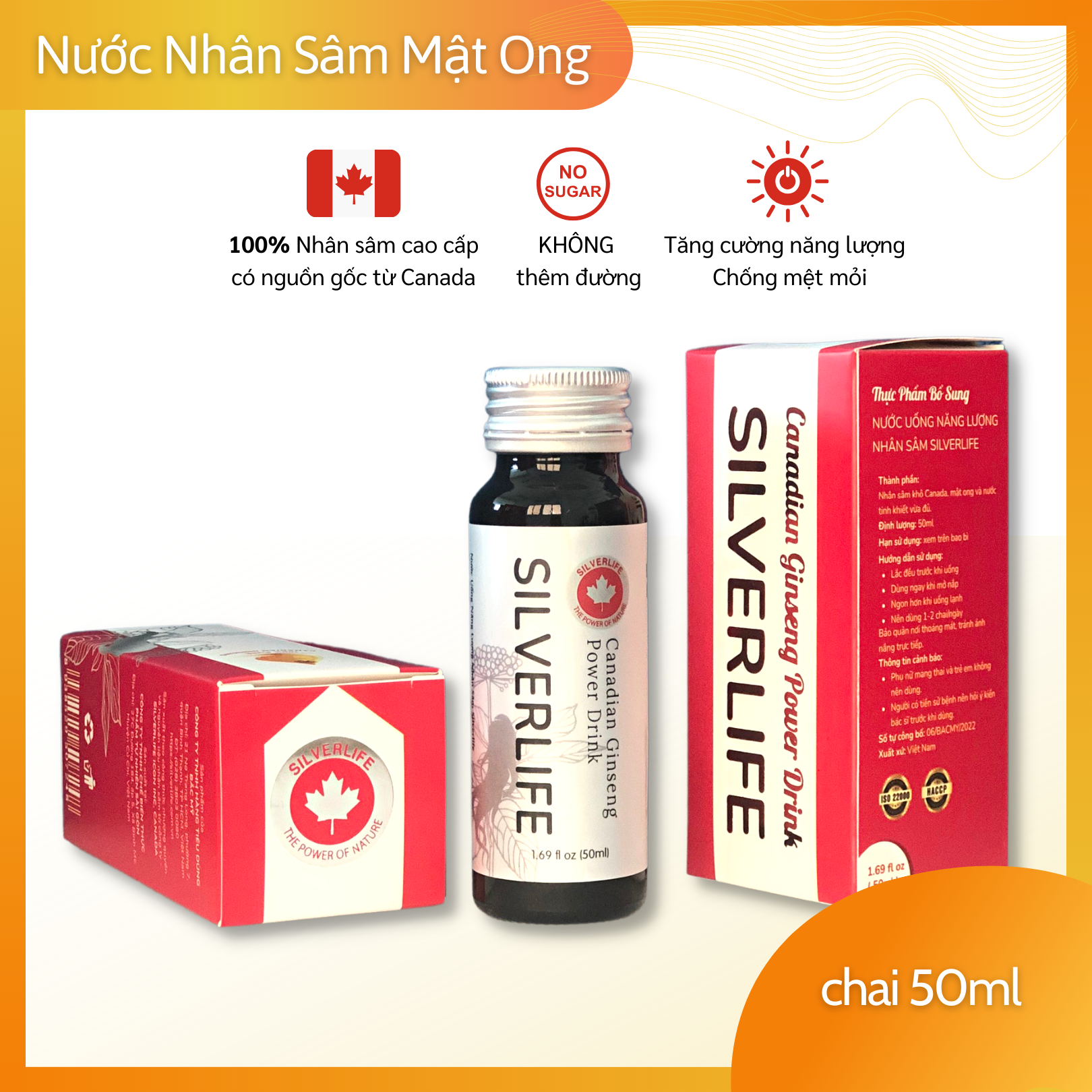 Nước uống tinh chất nhân sâm Canada Silverlife | Từ 100% nhân sâm Canada chính gốc và mật ong nguyên chất