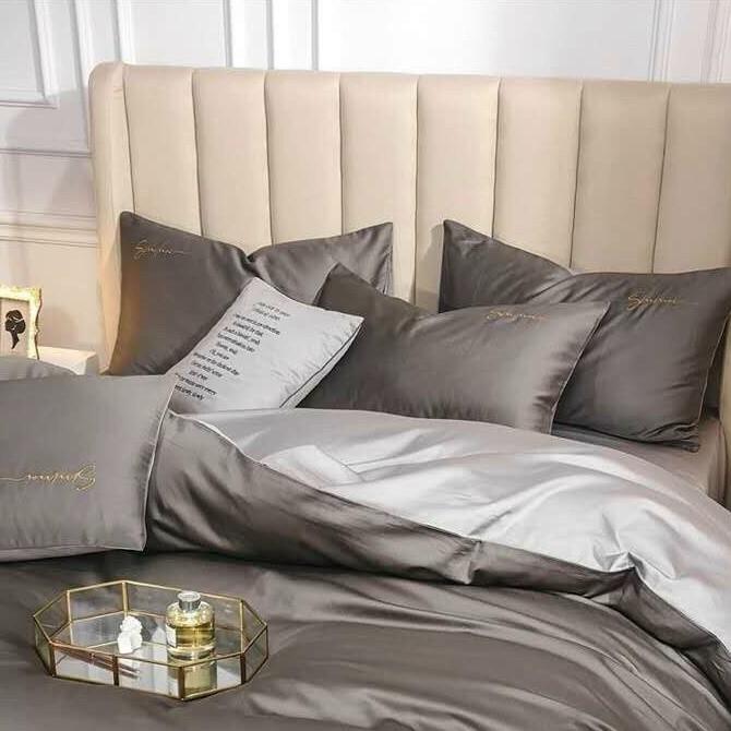 Set 5 Món Vỏ Chăn Ga Gối 40s SUMOI - Xám Đậm