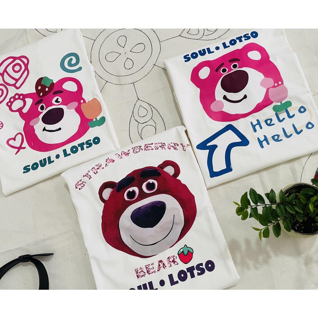 Áo thun gấu dâu Soul Lotso hỏa tiễn, Áo phông unisex nam nữ oversized tay lỡ form rộng streetwear
