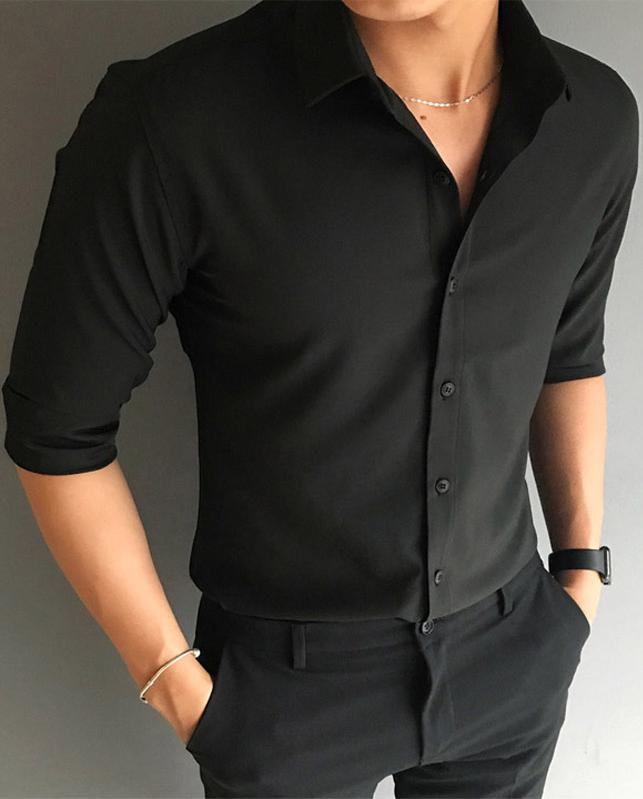 Áo Sơ Mi Nam Đen Trơn SM01