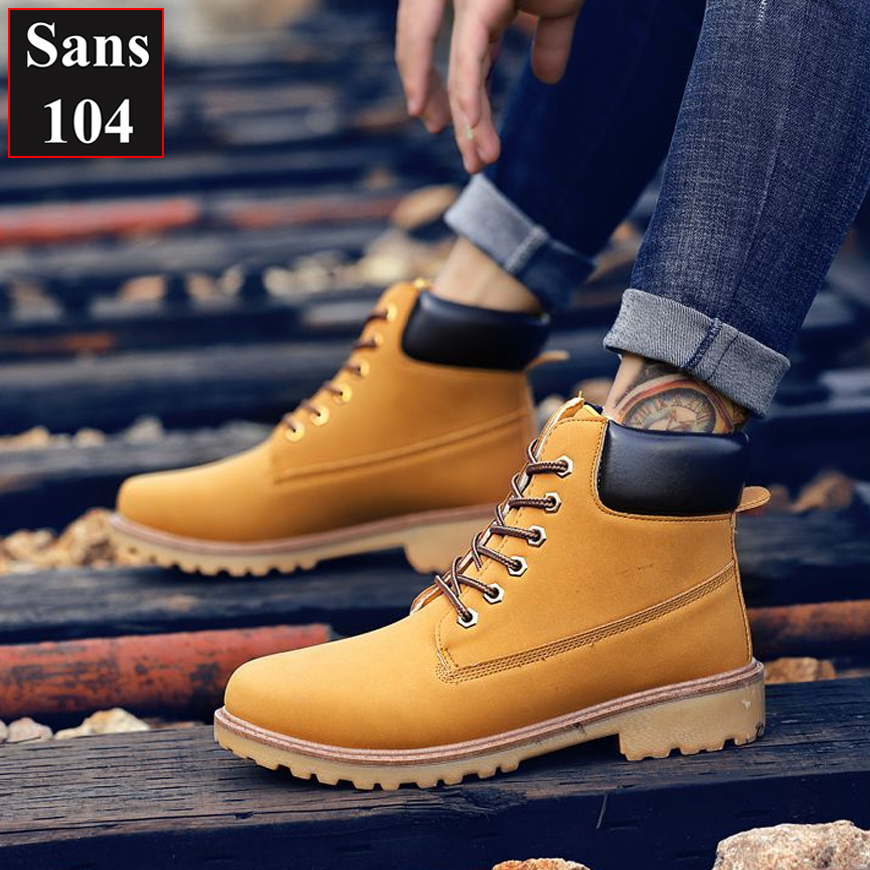 Boot nam martin Sans104 giầy cao cổ boost vàng đen nâu bigsize to 43 44 45 46 độn đế 6cm big size đẹp hàn quốc cao cấp