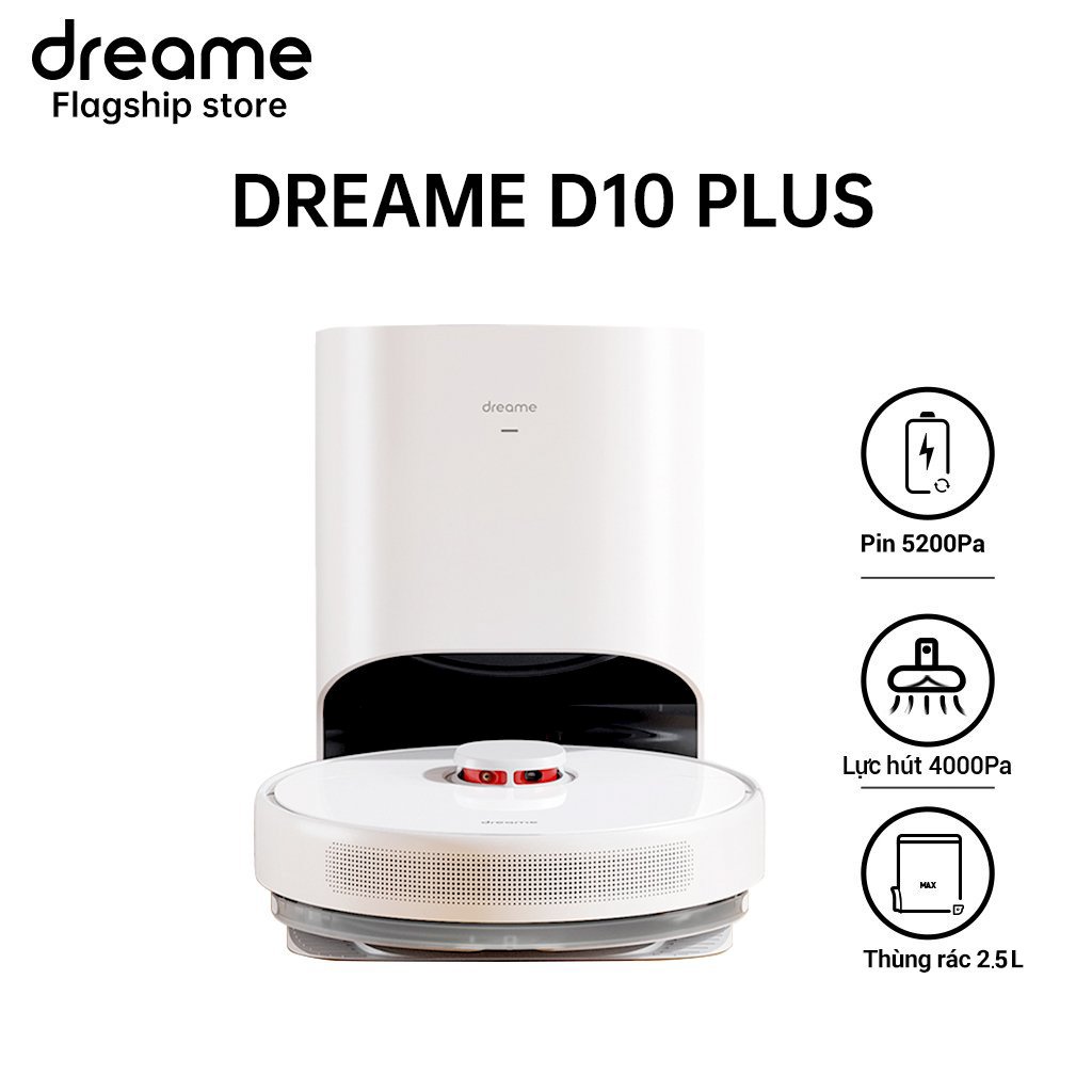 Robot Hút Bụi Lau Nhà Thông Minh Dreame D10 Plus - Pin 5200mAh - Bản Quốc Tế - Hàng chính hãng