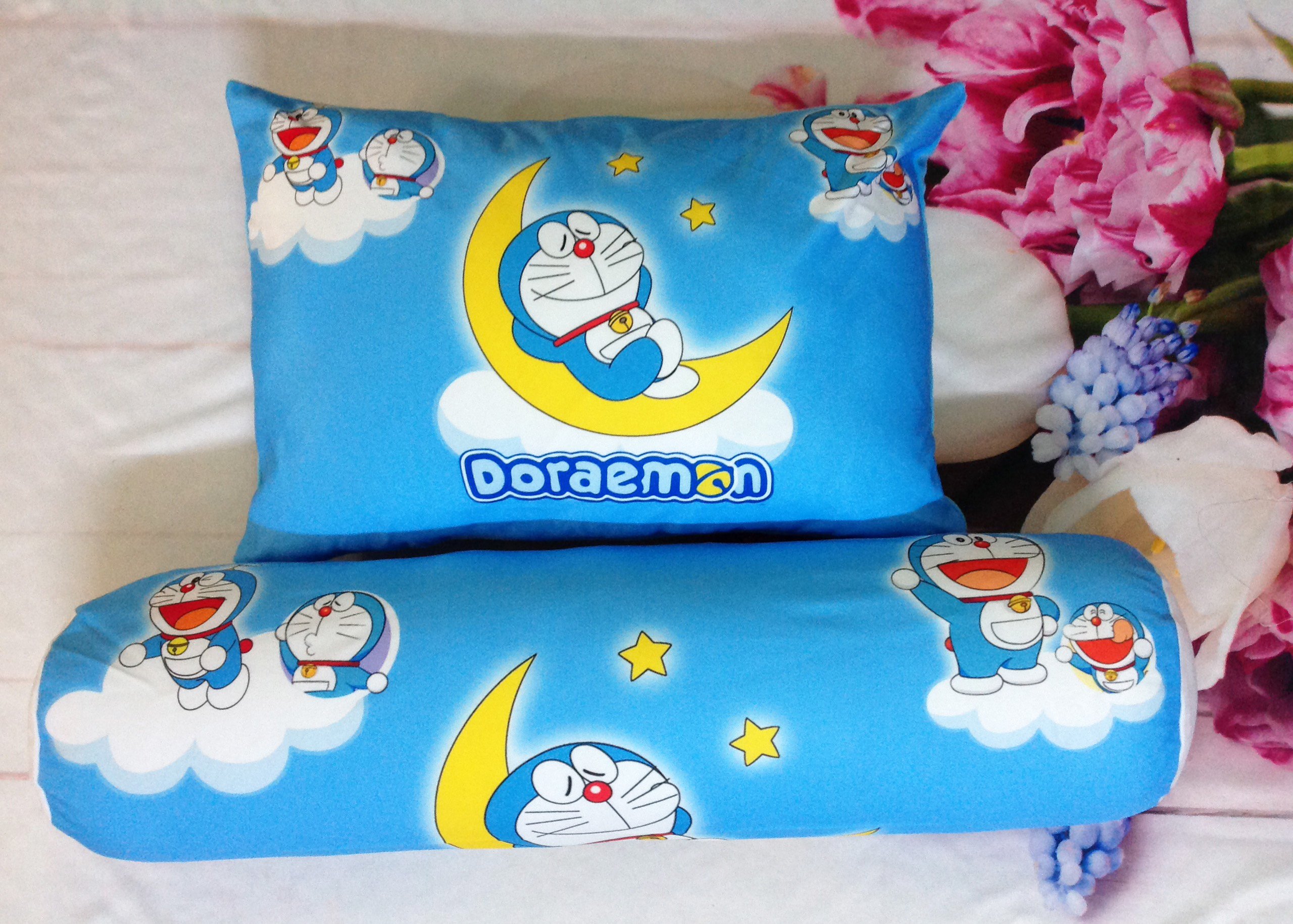 Set vỏ gối nằm và vỏ gối ôm mẫu Doraemon