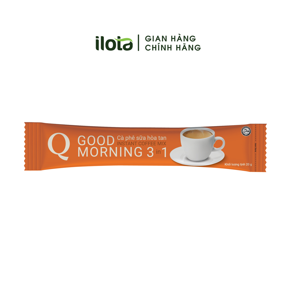 Cà phê Hoà tan 3 in 1 Goodmorning (bịch 24 gói x 20gr) Cafe sữa uống liền Trần Quang Coffee