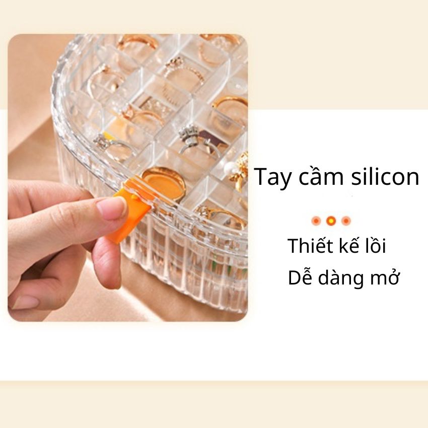 Hộp Đựng Trang Sức, Hộp Đựng Nhẫn, Bông Tai Nhiều Ngăn, Kt 15x15x7.5cm, BH 1 đổi 1
