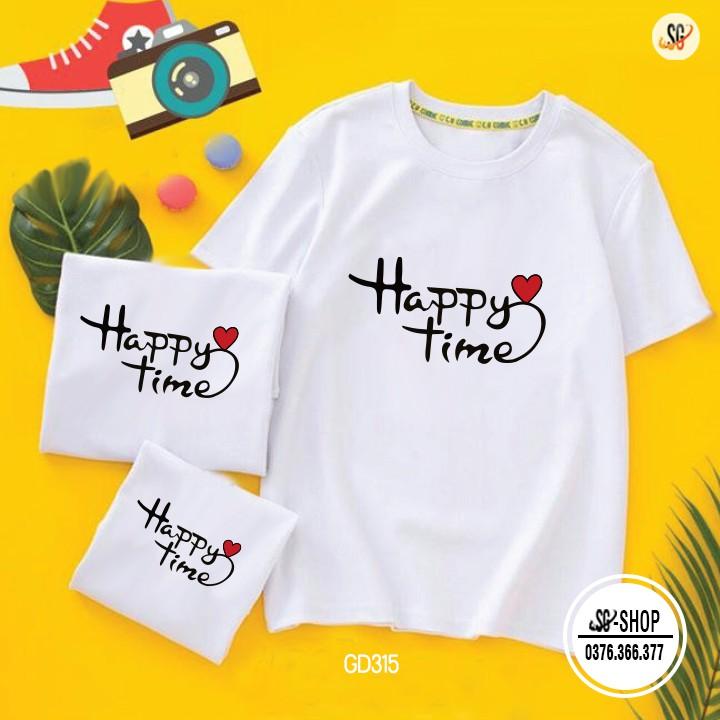 Áo Gia Đình Happy Time - Có Nhiều Màu - Thun Cotton (GD315BM)