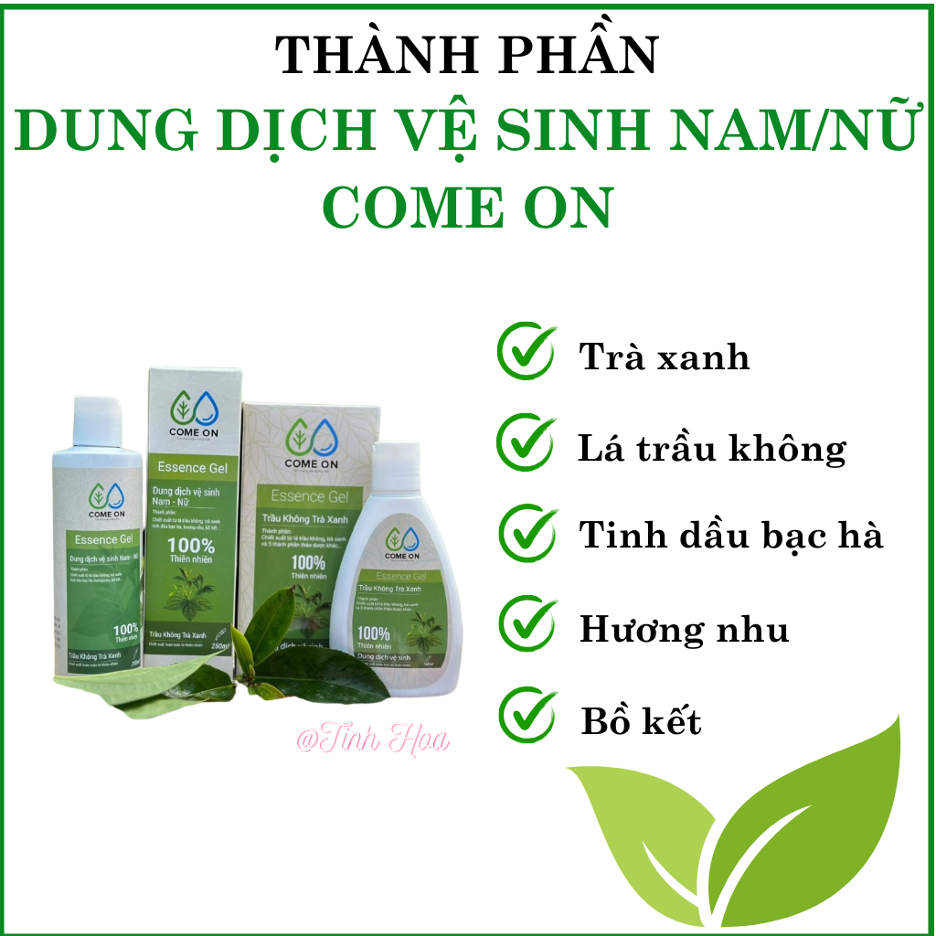 Dung dịch vệ sinh Nam/Nữ Come On chai 160ml, 100% thiên nhiên khử mùi hôi giảm viêm