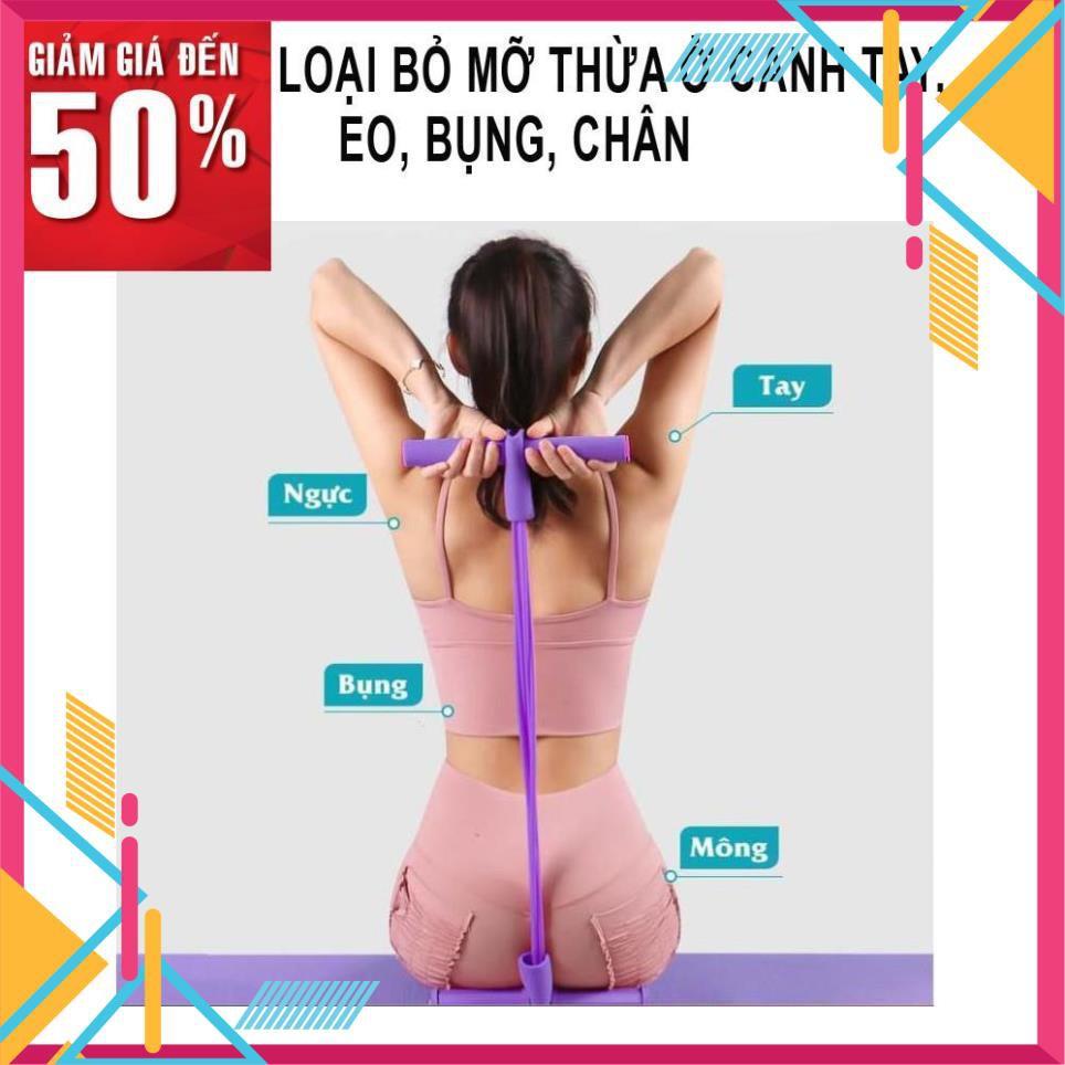 Dây kéo tập cơ bụng lưng tummy đa năng 4 ống đàn hồi hỗ trợ gym gập tại nhà giúp cho dáng chuẩn vòng eo thon