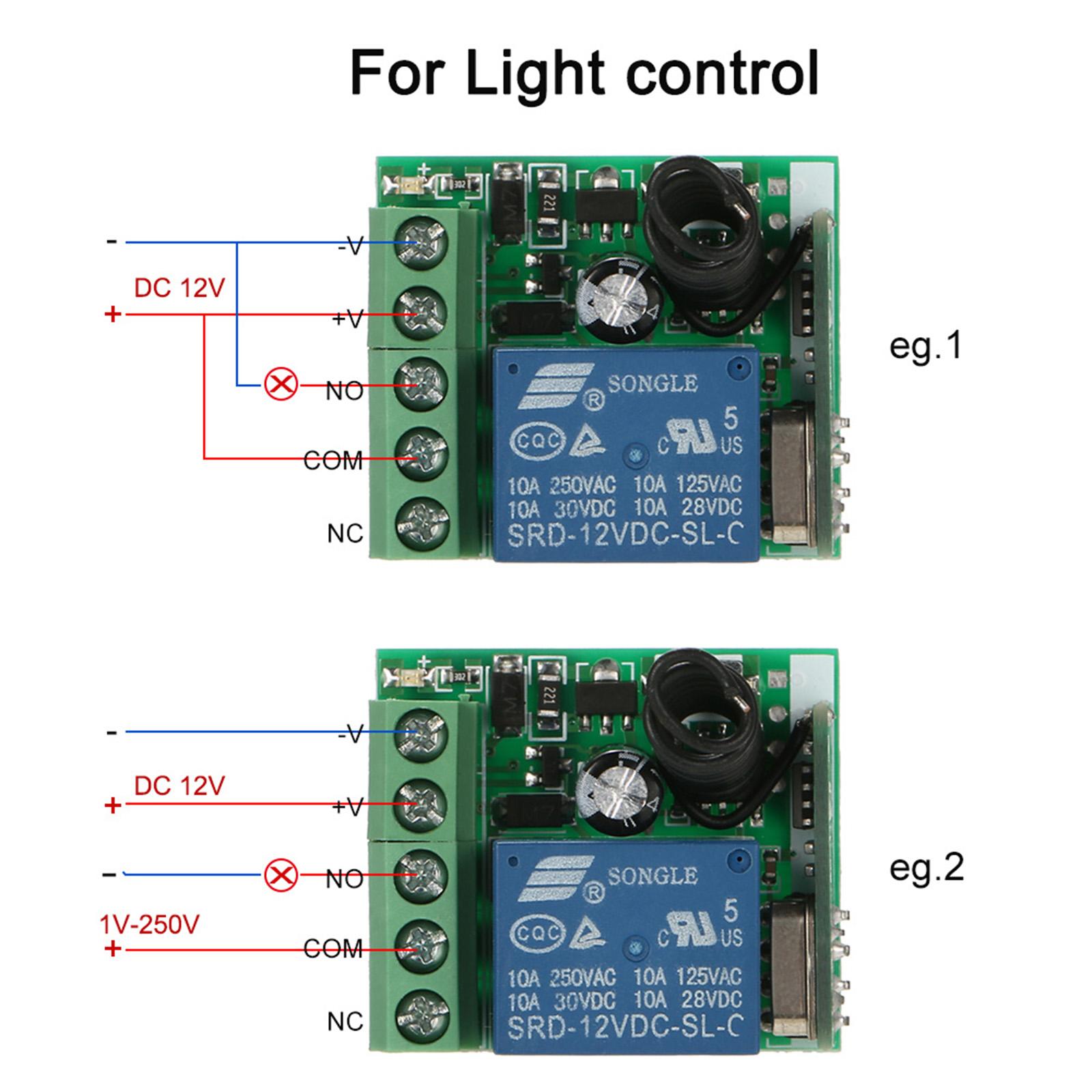 Smart Home 433Mhz DC 12V 1CH Wireless Remote Switch Relay Receiver Transmitter Universal Remote Control Switch Module and RF Transmitter Remote Controls 1527