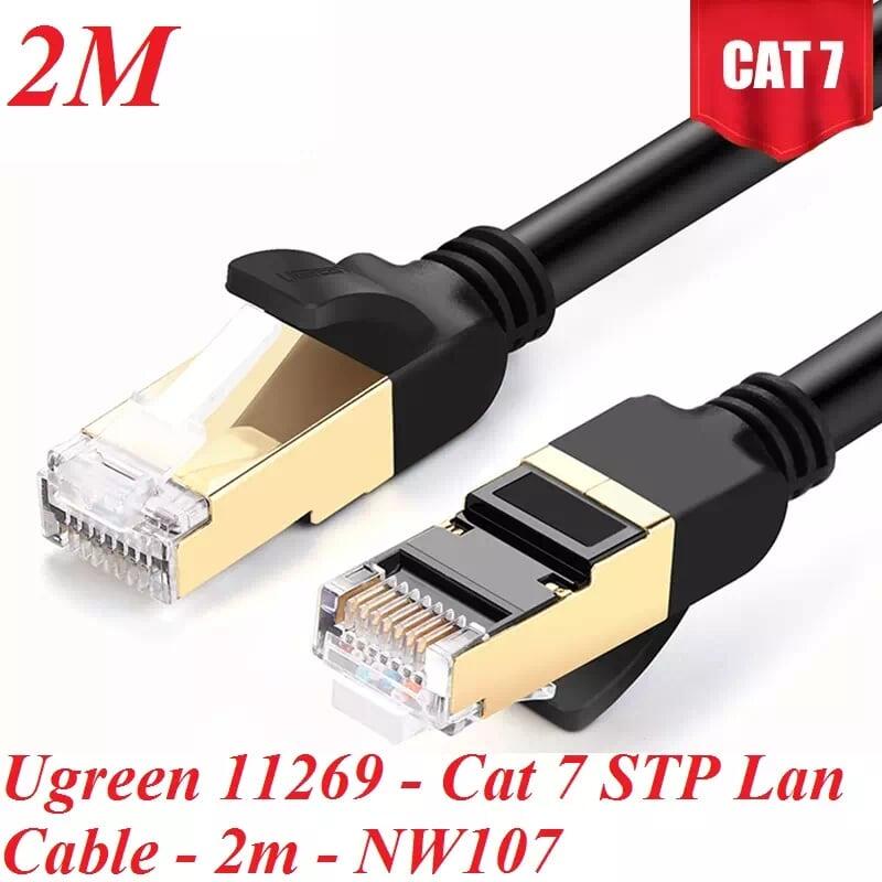 Ugreen UG11269NW107TK 2M màu Đen Cáp mạng LAN CAT7 STP chống nhiễu - HÀNG CHÍNH HÃNG