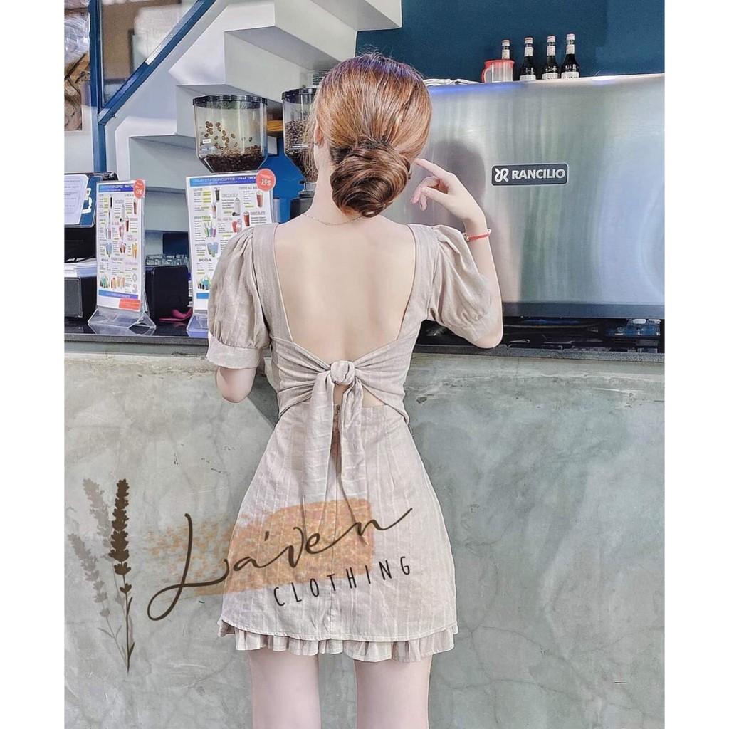 Váy Đầm Nữ Đũi Xòe Cột Nơ Lưng Thời Trang Gunkaymatter