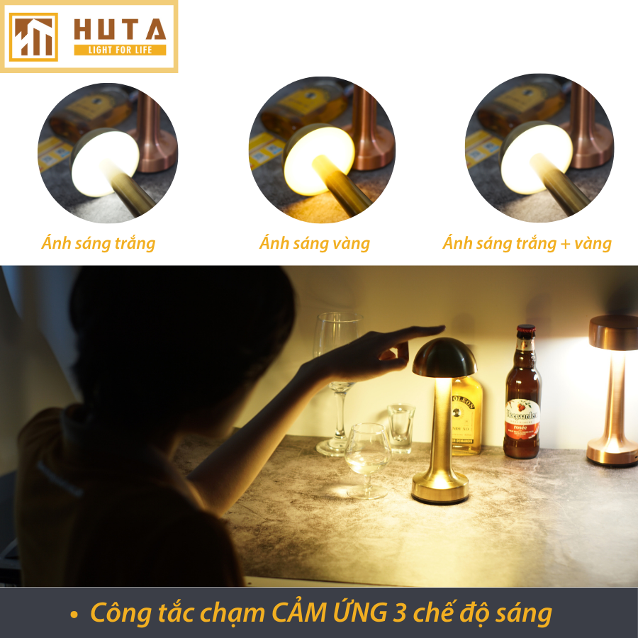 Đèn Led Quầy Bar Bàn Ăn Nhà Hàng HUTA RESNON Cảm Ứng Tích Điện USB Điều Chỉnh Ánh Sáng Vàng Trang Trí Quán Cà Phê Quán Bar