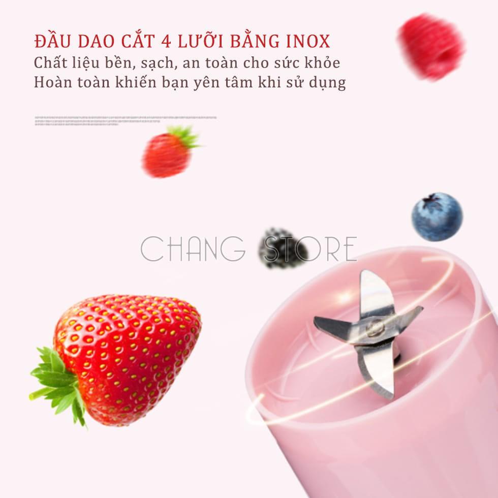 Máy Xay Sinh Tố Cầm Tay Mini Portable JB Hàng Nhập Khẩu 300ML, Cốc xay sinh tố hoa quả cao cấp