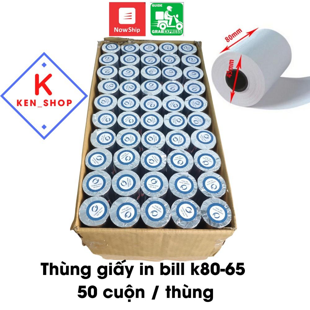 THÙNG GIẤY IN BILL K80 45, K80 65, K80 80, GIẤY IN HÓA ĐƠN KHỔ 80MM, GIẤY IN NHIỆT KHỔ 80MM