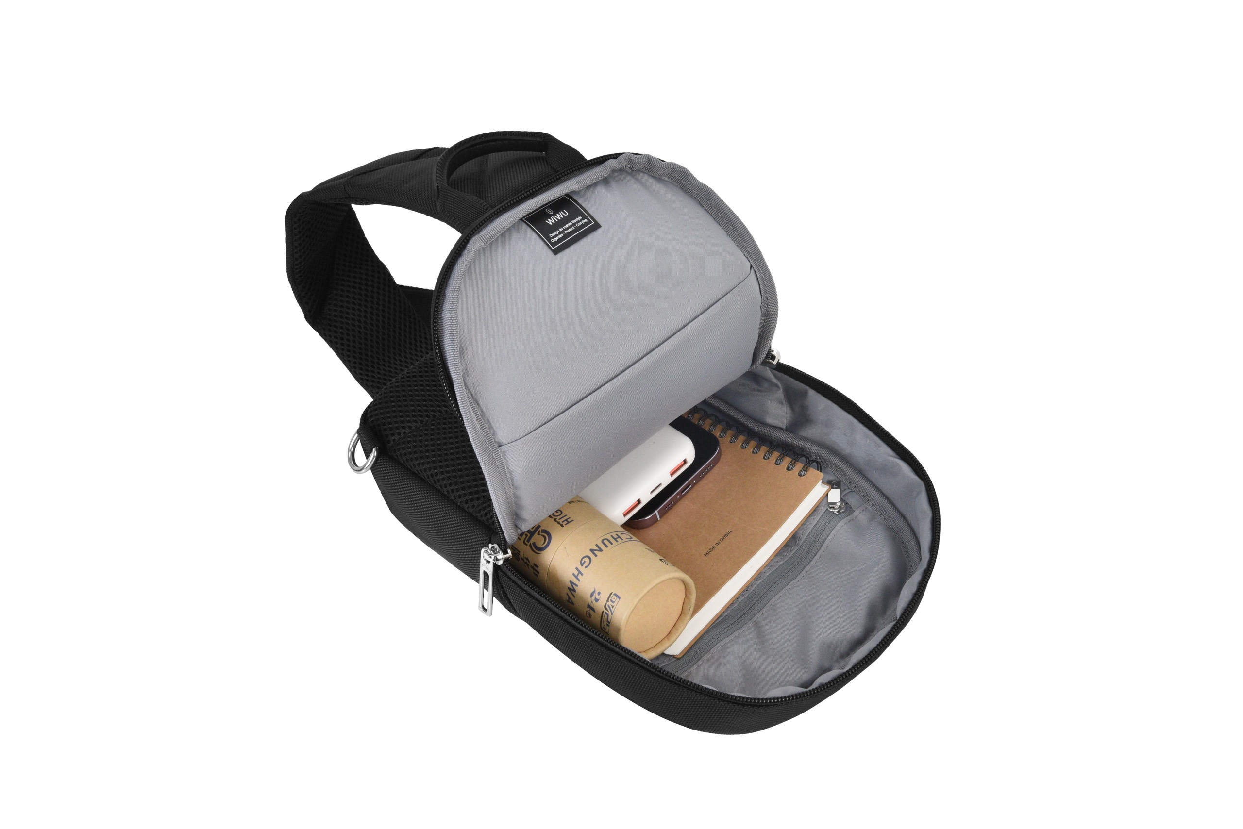 Túi đeo chéo WiWU Hali Sling để phụ kiện điện tử, làm bằng 1680D polyester + Da PU chống nước - Hàng chính hãng