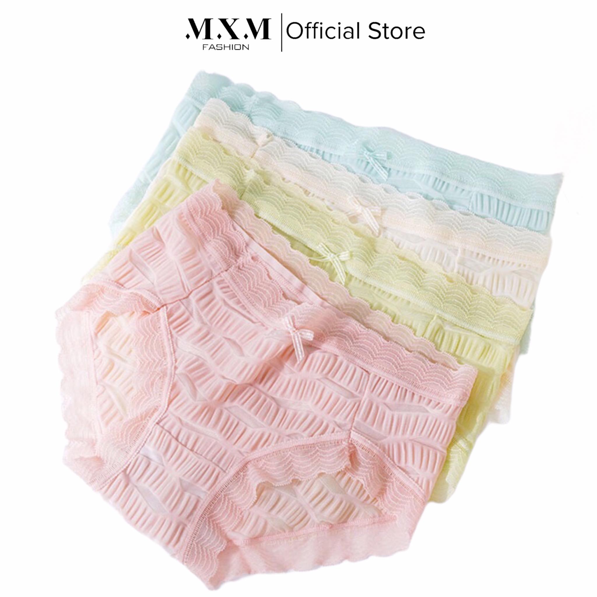 Combo 3 quần lót nữ su nhún viền ren gân xước thoáng mát MXM - 2218