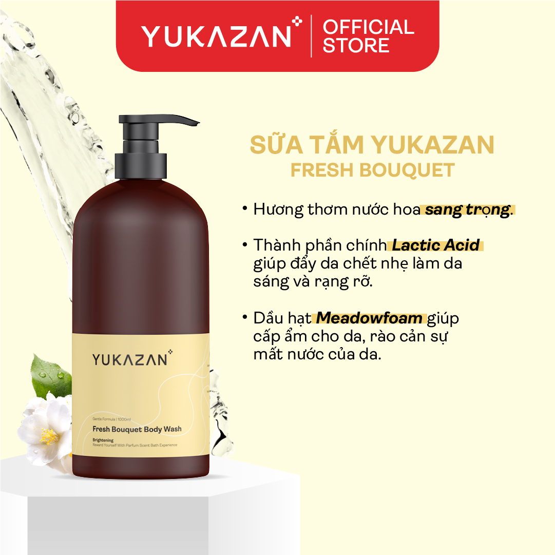 Sữa Tắm Cấp Ẩm, Dưỡng Sáng Da Yukazan Hương Nước Hoa Fresh Bouquet 1000ml