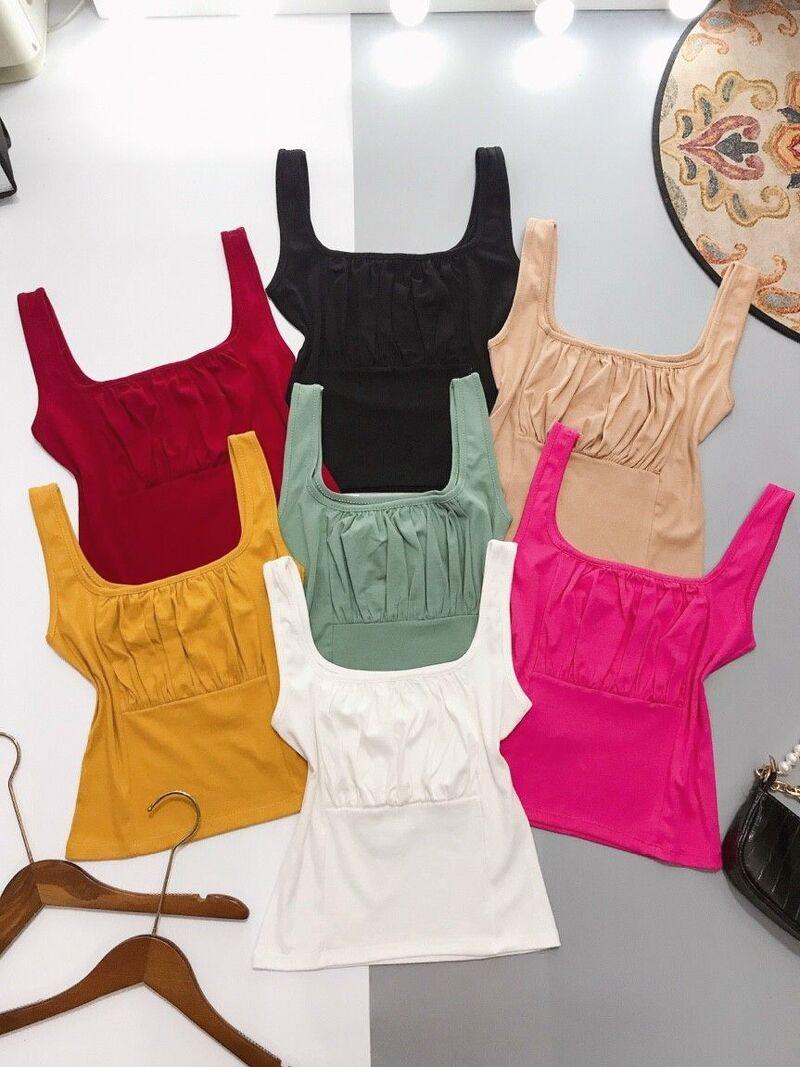 Áo 3 lỗ croptop rúm xinh nhiều màu