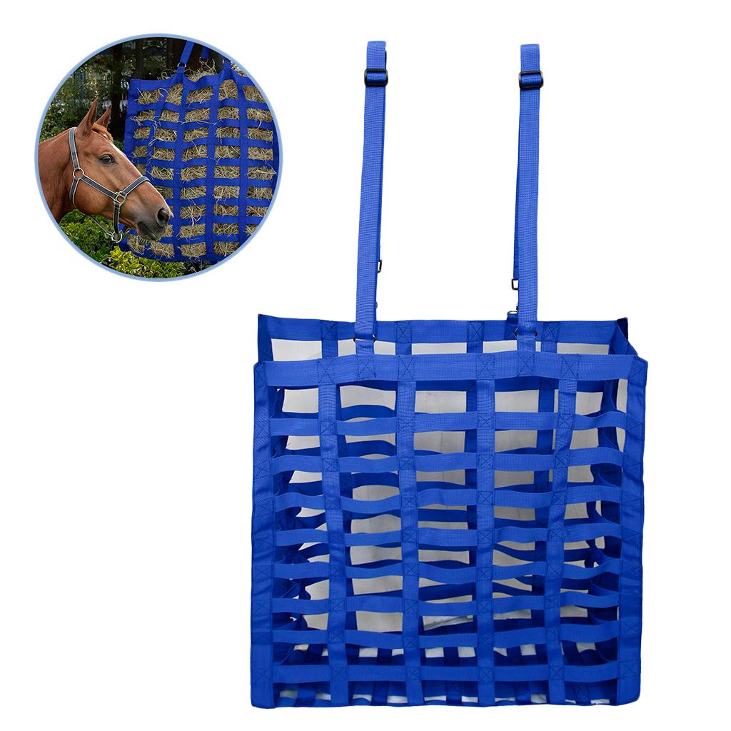 Pro Slow Feed Horse Hay Bag Easy-Feed Hay Net Tote Bag Storage Accessories Blue