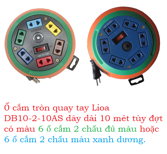 Ổ Cắm Lioa 3 Ổ Đa Năng Kéo Dài DB10-2-10 (Cuộn 10m)