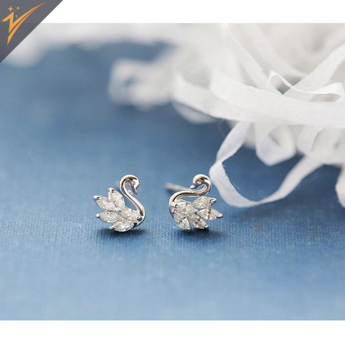Bông tai S925 thiên nga, phong cách RETRO phá cách, đính đá Zircon, thiết kế nữ tính retro - TLJA19