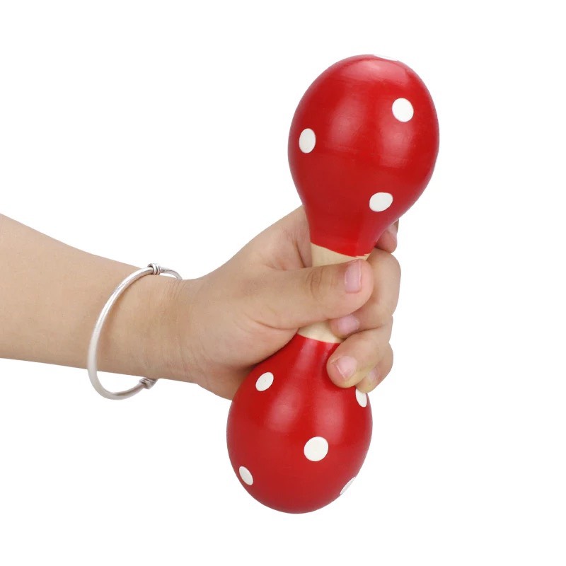 Bộ 1 Chiếc Đồ Chơi Sơ Sinh Lục Lạc Gỗ Chùy Đôi Tạo Âm Thanh Vui Nhộn Kích Thích Thính Giác Và Cho Bé Tập Cầm Nắm