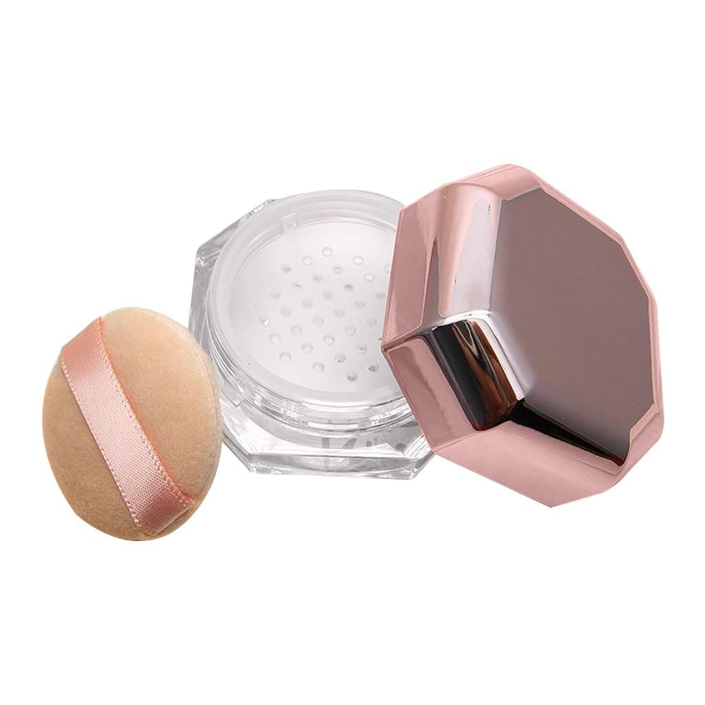 Capacity 8 ML 0.28 OZ Empty Reusable Plastic Loose Powder Compact Container DIY Makeup Powder Case with Sponge Powder Puff,and Sifter