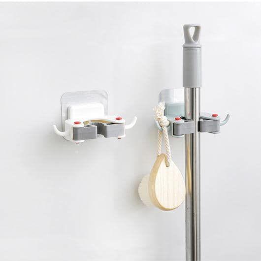 Móc kẹp treo đồ đa năng dán tường | Móc treo chổi, cây lau nhà