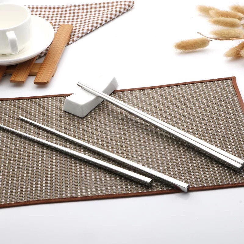 Sét 10 Đôi Đũa Inox #304 Cao Cấp Cán Vuông Trơn