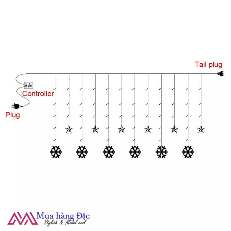 Dây đèn trang trí - Đèn rèm bông tuyết giáng sinh cắm điện đèn trang trí noel 2022