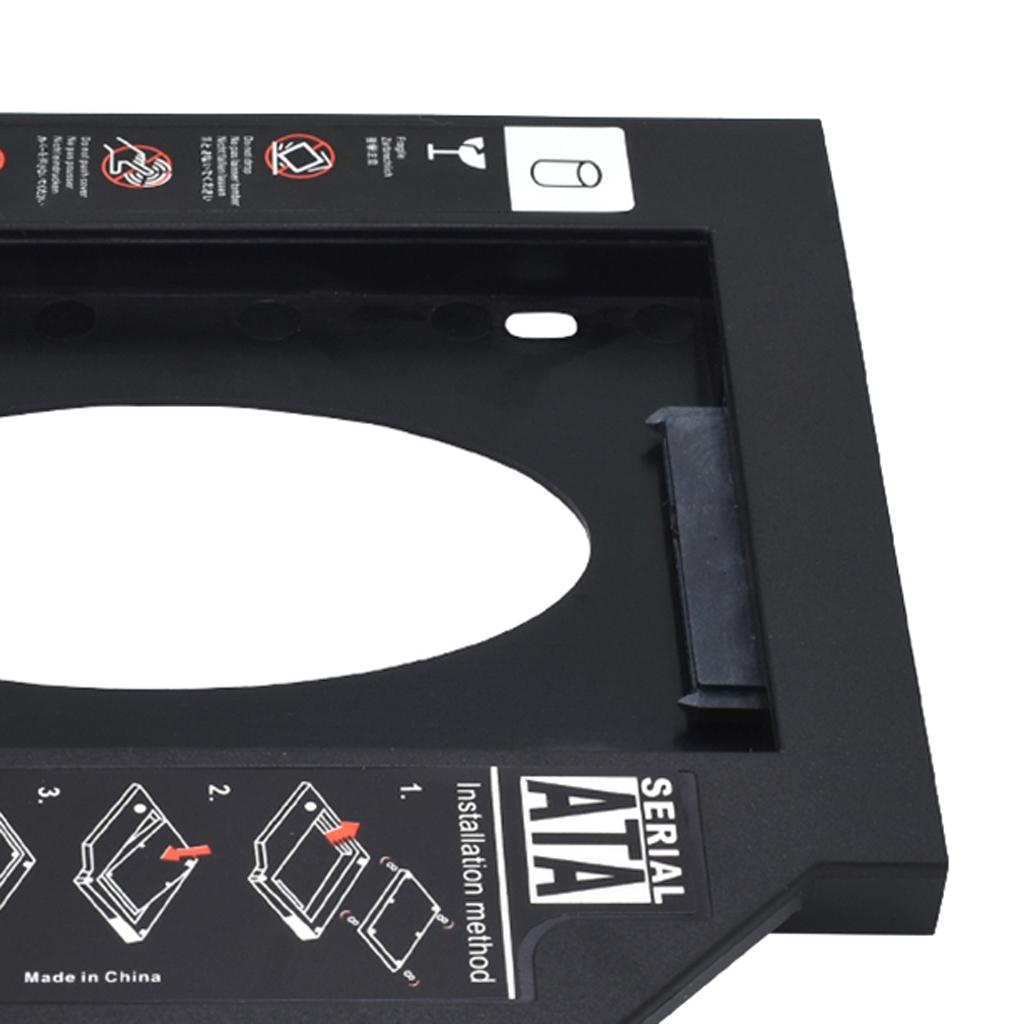 ABS 9.5mm SATA3.0 SSD HDD Hard Drive Caddy Optical Bay Bracket for Laptops Black