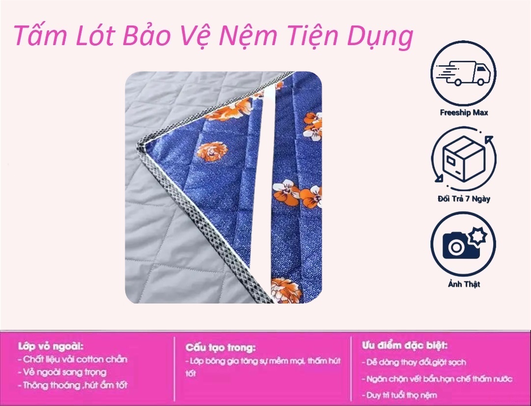 Tấm lót bảo vệ nệm có thun chằn 4 góc