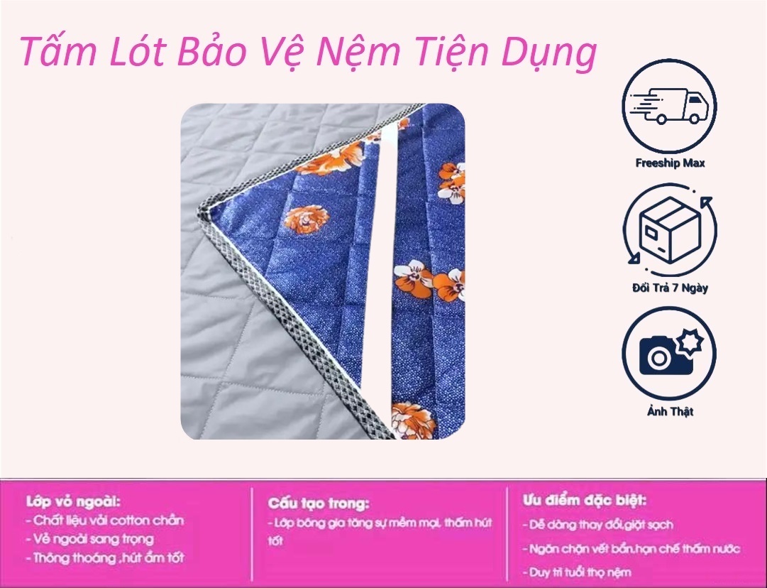 Tấm lót bảo vệ nệm có thun chằn 4 góc [Đủ size]