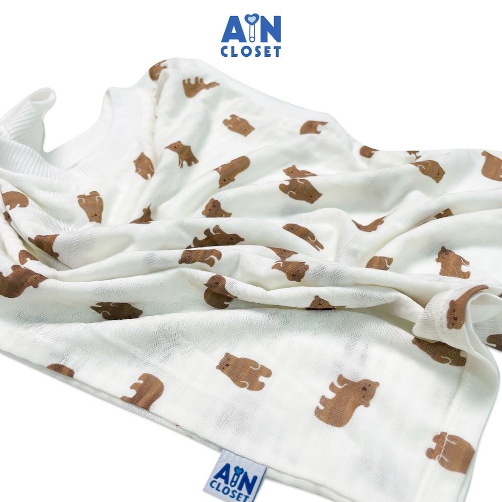 Áo ngắn tay unisex cho bé họa tiết Gấu Nâu thun giấy - AICDMEEYPUNL - AIN Closet