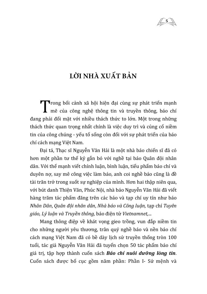 Báo chí nuôi dưỡng lòng tin