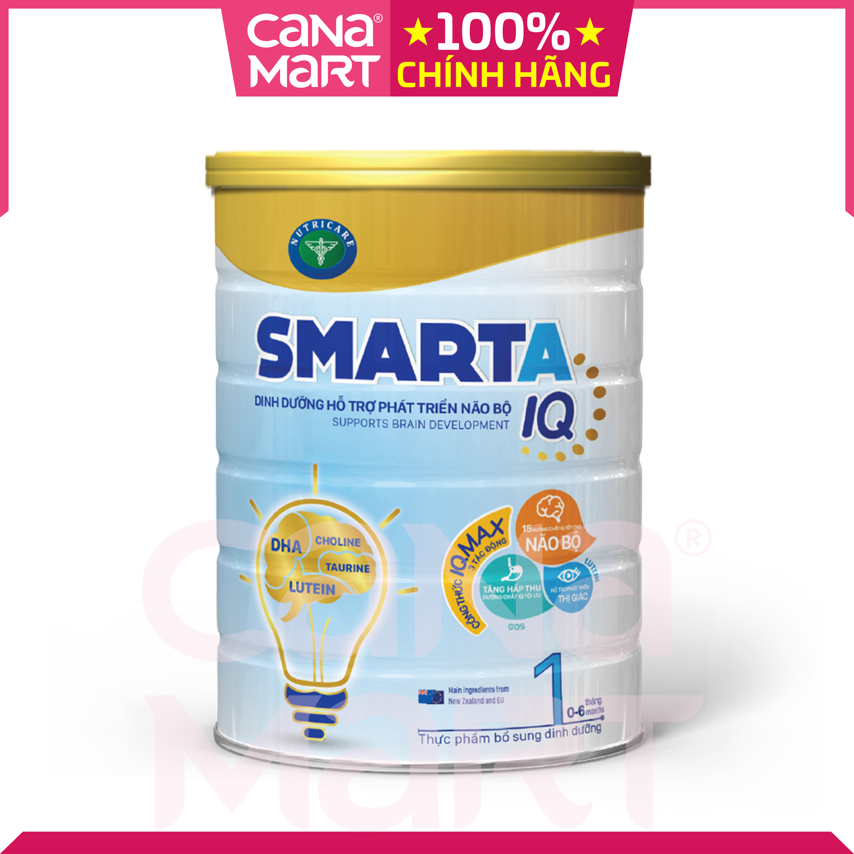 Sữa bột tốt cho bé Nutricare Smarta IQ 1 phát triển trí não cho bé, tăng cường sức đề kháng, giảm táo bón 0-6 tháng (400g)