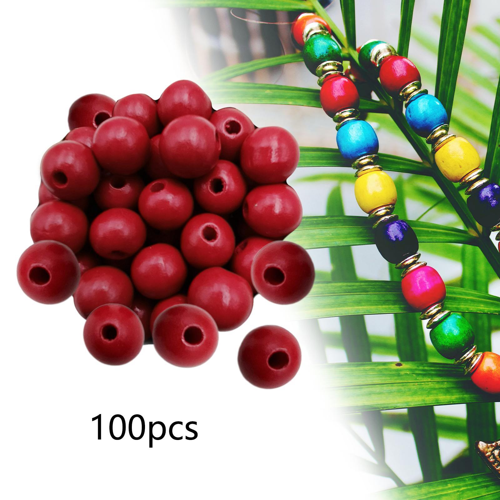 Wood Beads Unfinished Round Colorful Spacer Beads Wooden Beads for Crafts DIY Halloween