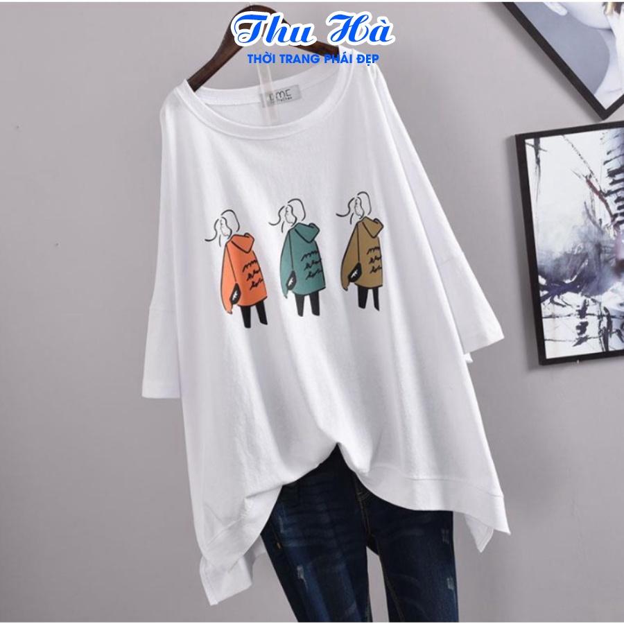 Áo thun unisex tay lỡ Thu Hà áo phông form rộng chất liệu thun Cotton co giãn in hình 3 Cô Gái