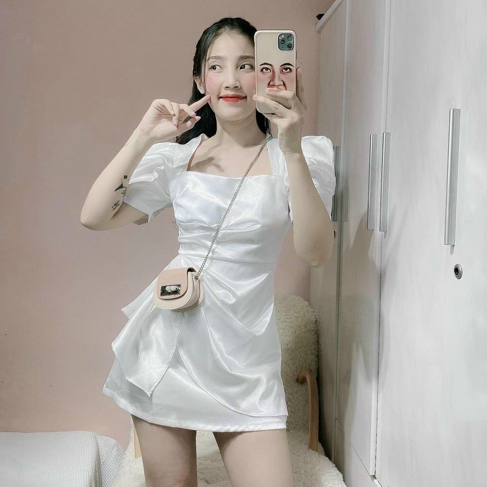 ĐẦM BODY TRẮNG ĐỎ BÈO HÔNG CELON DRESS 12848
