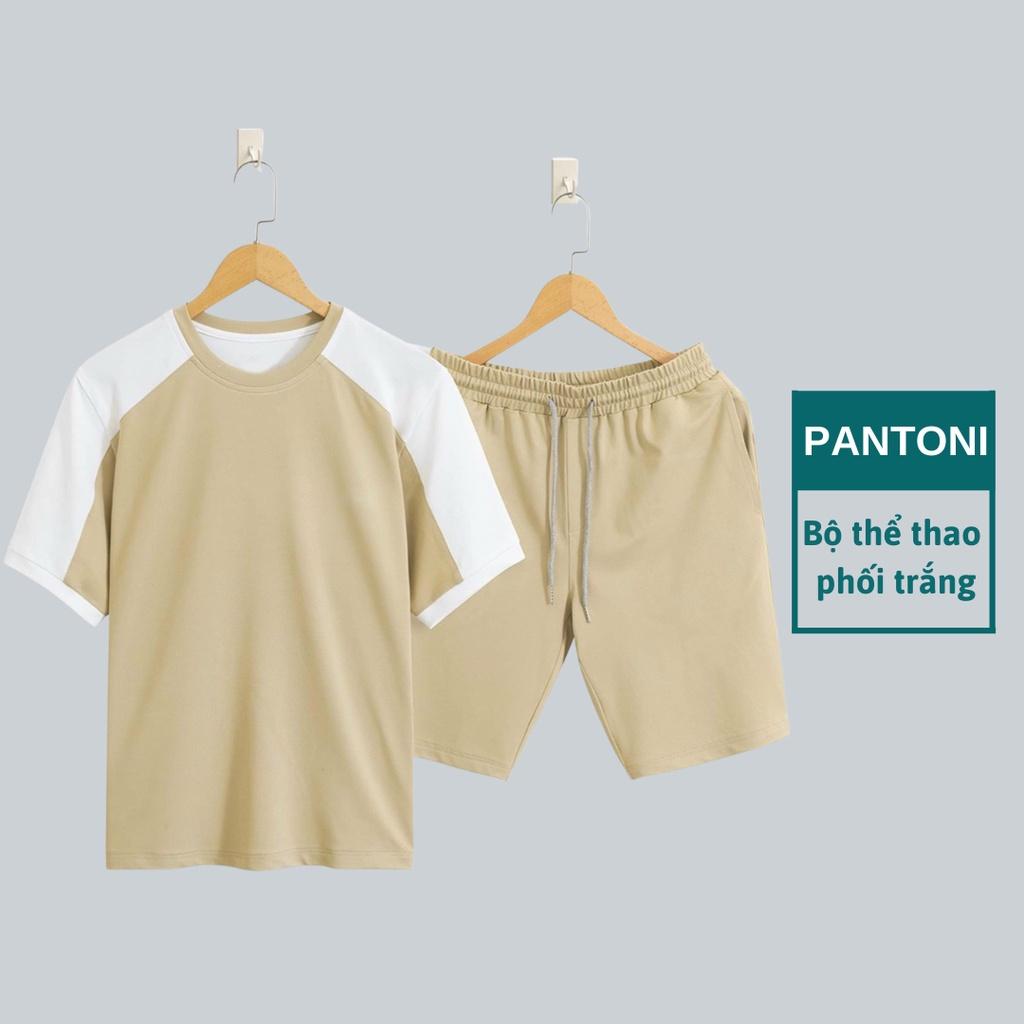 Bộ quần áo thể thao nam phối viền trắng pantoni chất vải thun mềm mặc siêu thích