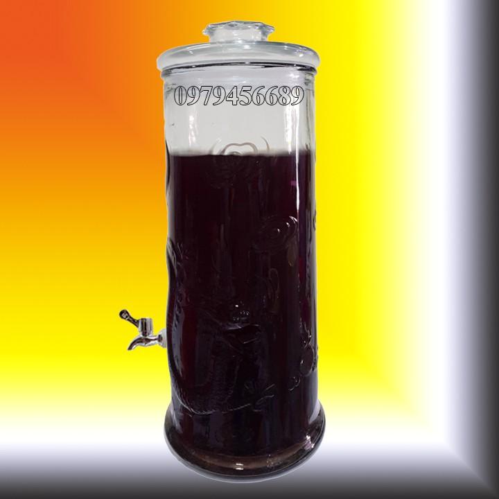 Bình thủy tinh trụ rồng 8 lít có vòi