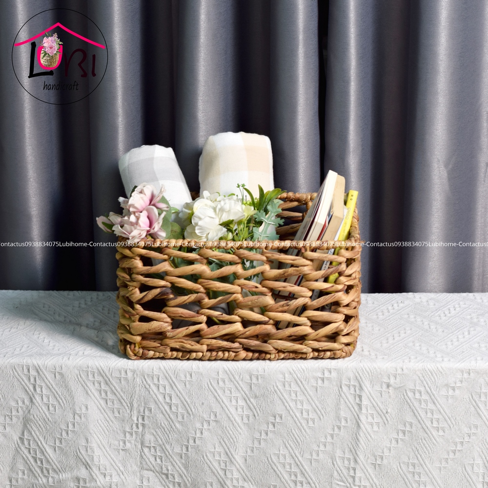 - LB075 Sọt lục bình đựng đồ hình chữ nhật sang trọng