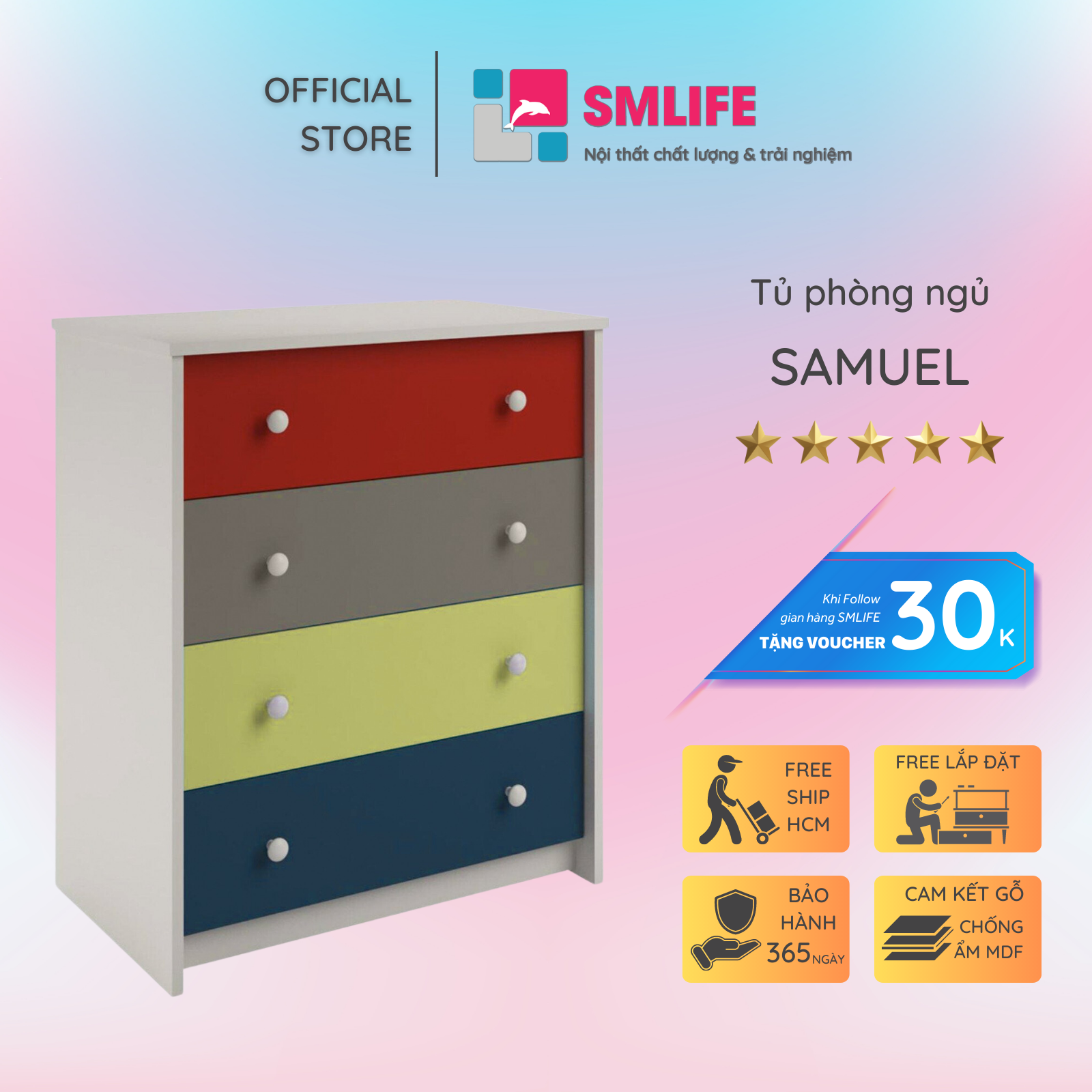 Tủ đựng quần áo phòng ngủ SMLIFE Samuel