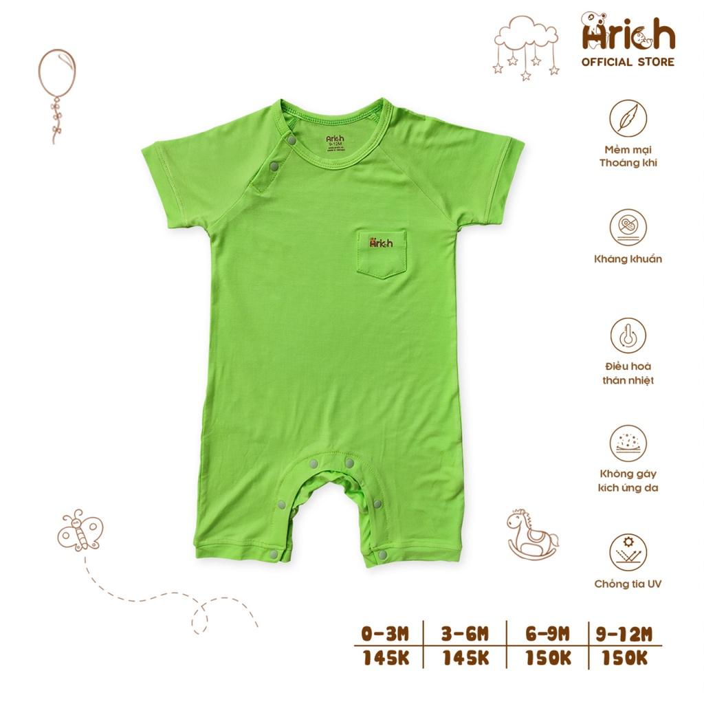 Body cộc tay Arich mẫu mới vải sợi tre (size từ 0-3 tháng đến 9-12 tháng)