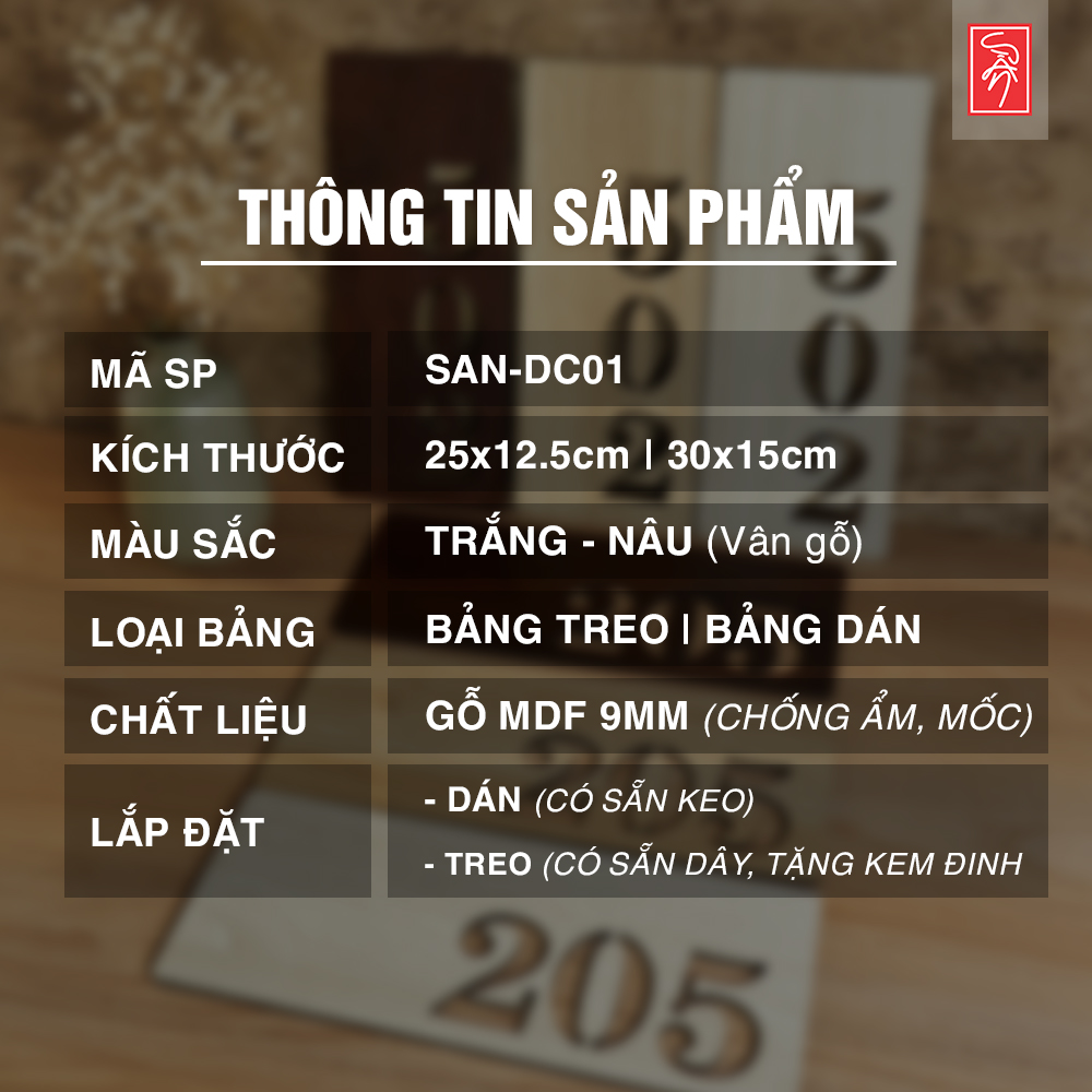 Biển báo gỗ SAN-DC01 loại treo tường, dán tường nhắc nhở ra vào nhớ đóng cửa 