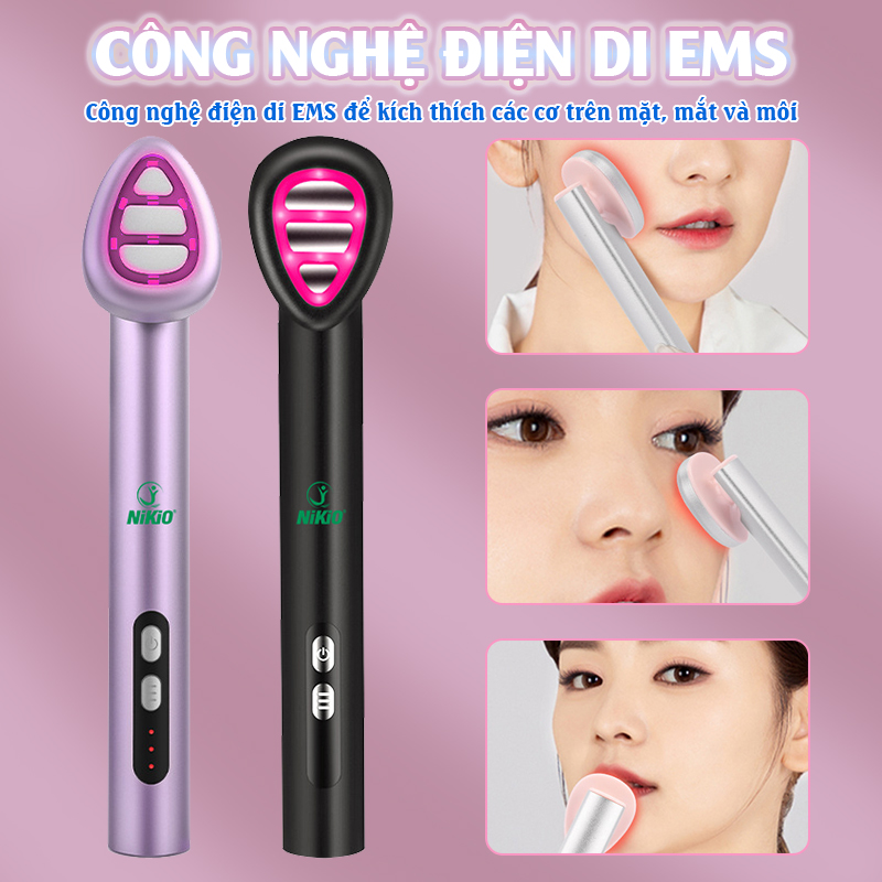 Máy massage mắt môi Nikio NK-125D - Thiết bị làm đẹp đa năng, công nghệ EMS, IPL, rung và nhiệt nóng