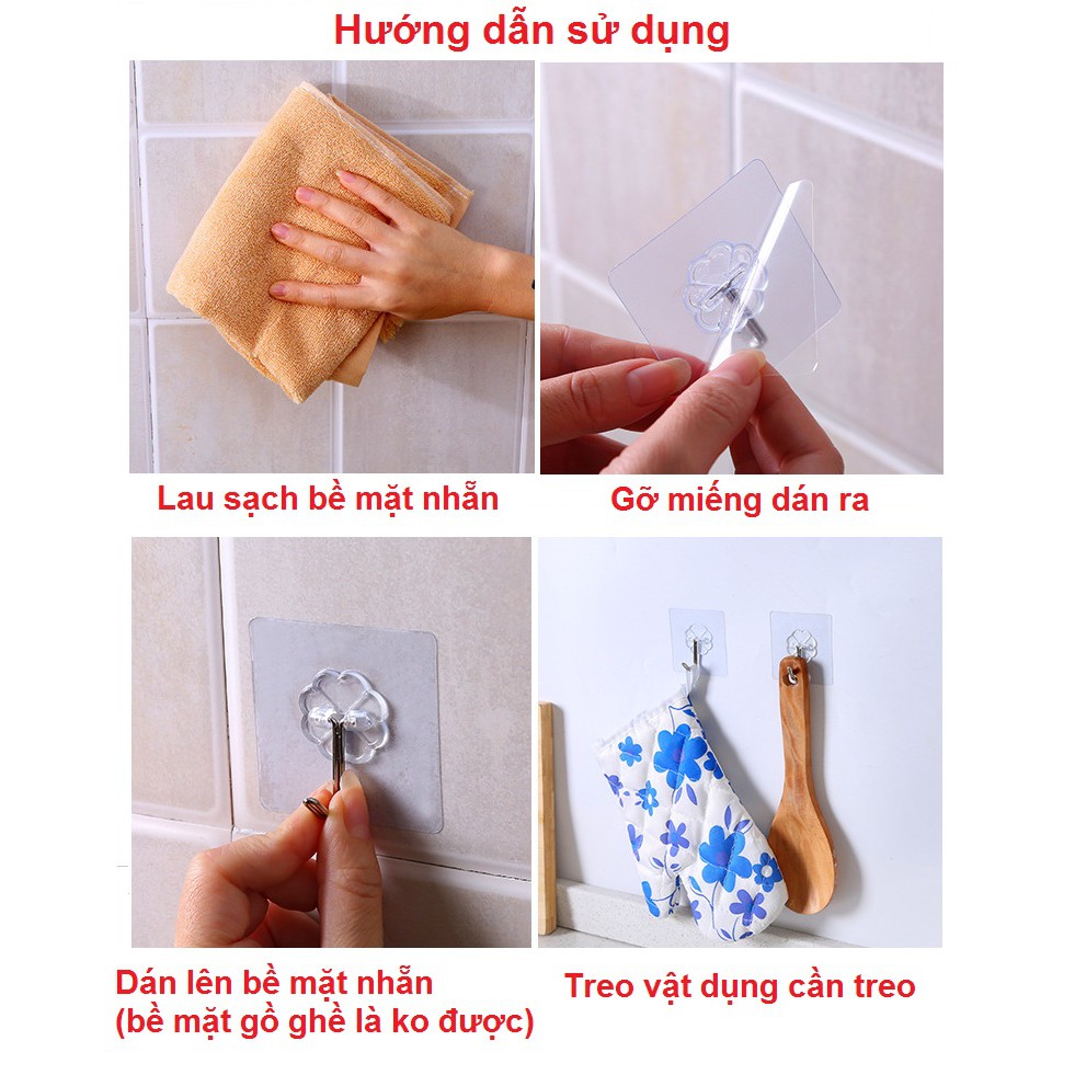 Bộ 20 Móc Dán Tường Chịu Lực Treo Tranh Áo Quần Đồ Dùng Nhà Tắm Siêu Dính Trong Suốt - Hàng Chính Hãng MINIIN