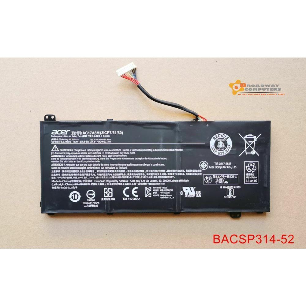 Pin Dùng cho Laptop Acer Spin 3 SF314 SP314-52 SP314-51 SF314 TravelMate X3410-M X3410-MG AC17A8M Battery Original 61.9Wh